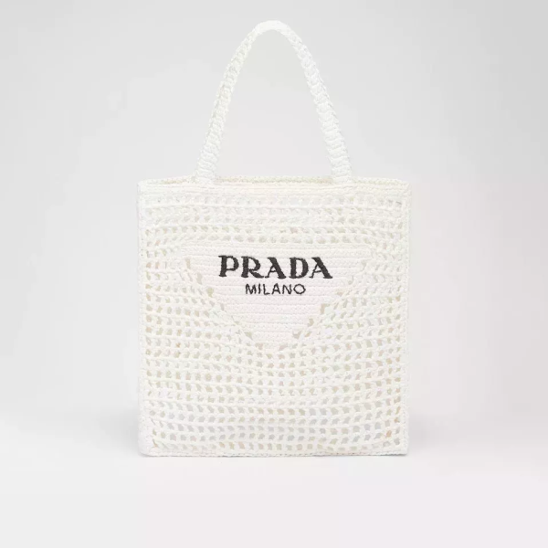 【PRADA】 RAFFIA TOTE BAG Logo Raffia Tote Bag 2022SS New - Image 4
