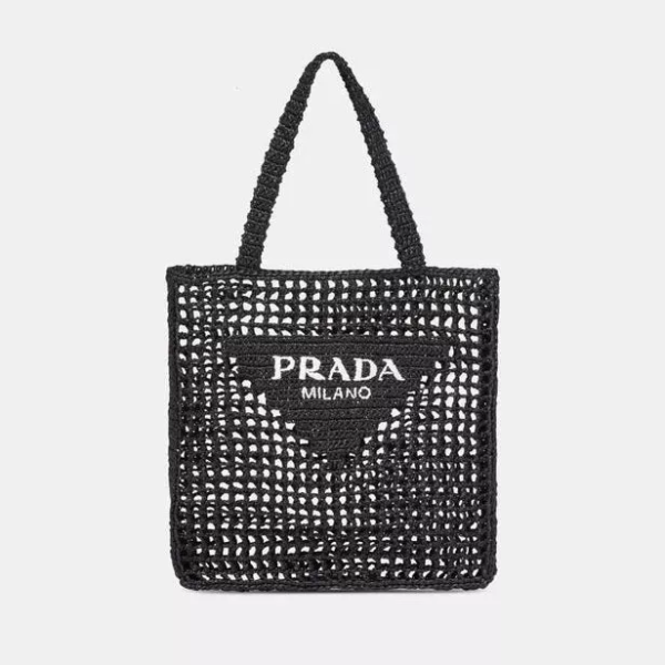 【PRADA】 RAFFIA TOTE BAG Logo Raffia Tote Bag 2022SS New - Image 3